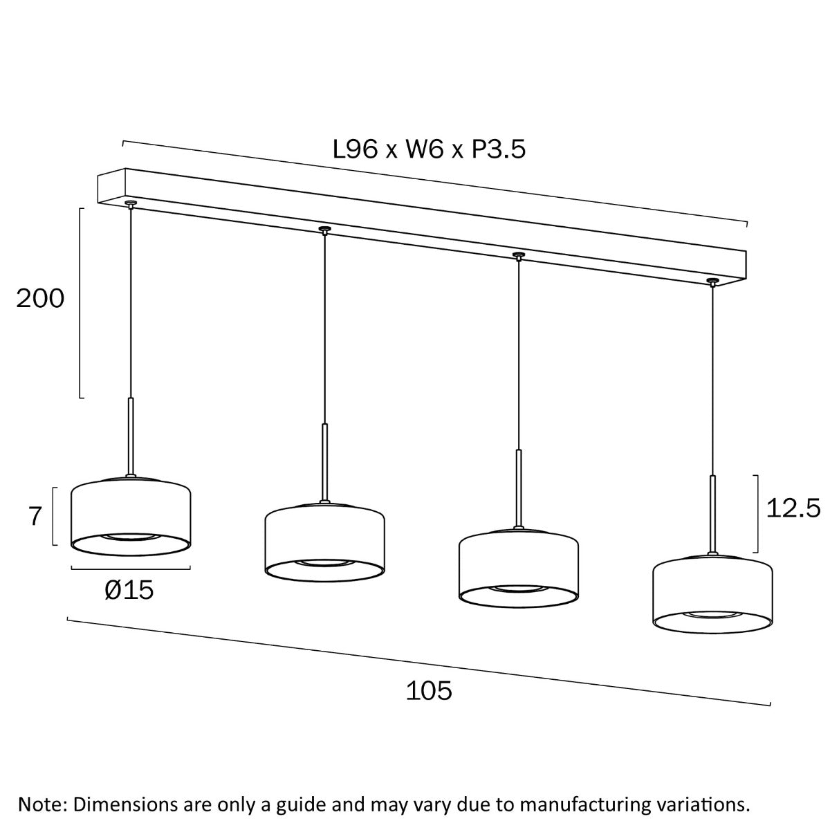 Cedro 4 Light Linear Pendant with Adjustable LED