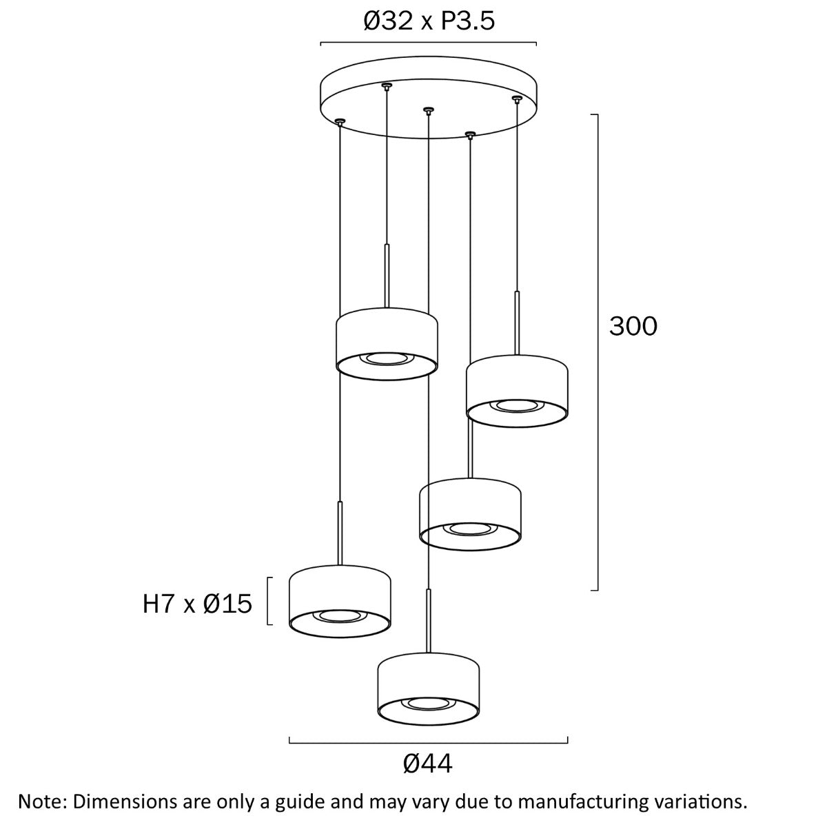 Cedro 5 Light Cluster Pendant with Adjustable LED