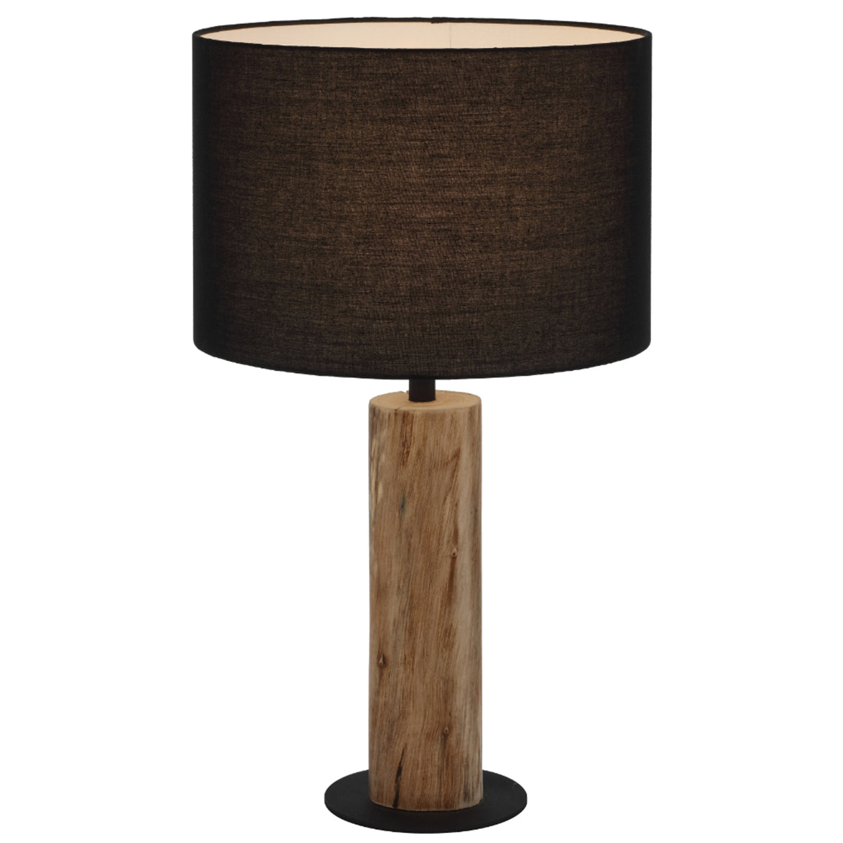 Chad Contemporary Table Lamp with Wood and Black Shade