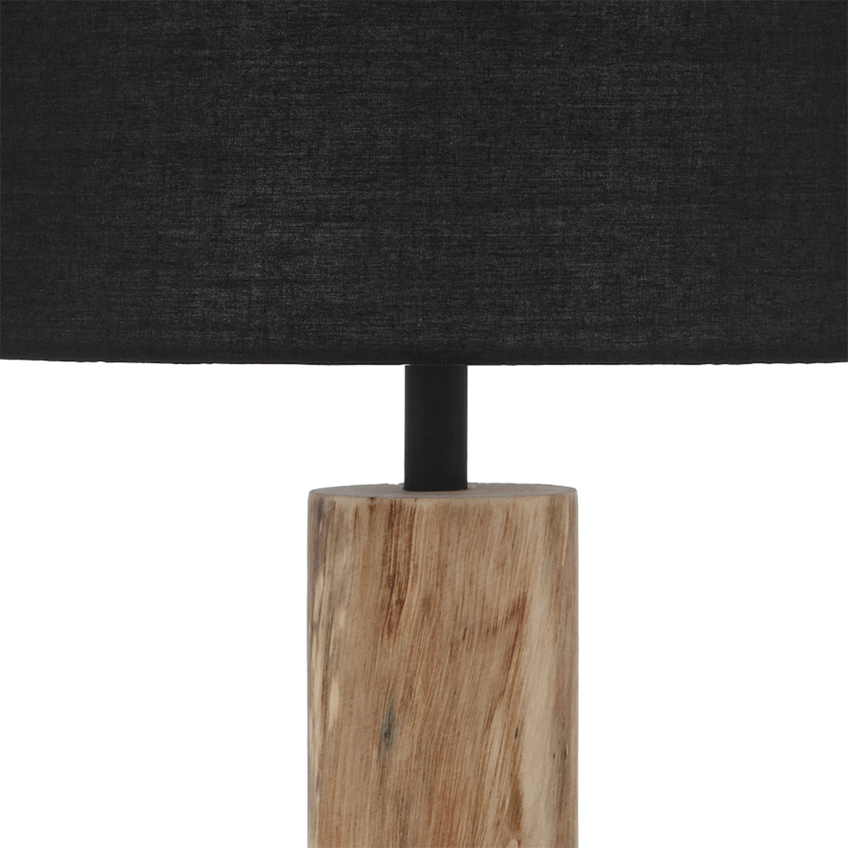 Chad Contemporary Table Lamp with Wood and Black Shade