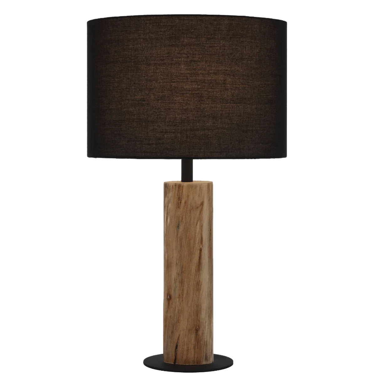 Chad Contemporary Table Lamp with Wood and Black Shade