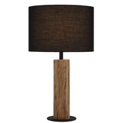 Chad Contemporary Table Lamp with Wood and Black Shade