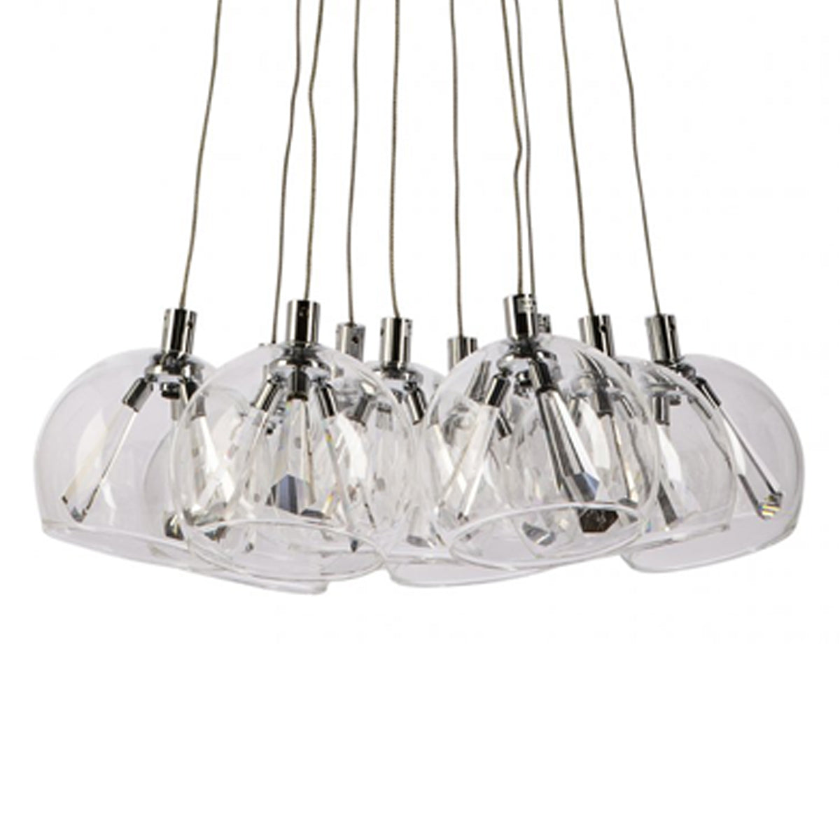 Champagne 10 Light Crystal & Clear Glass Pendant Light Cluster