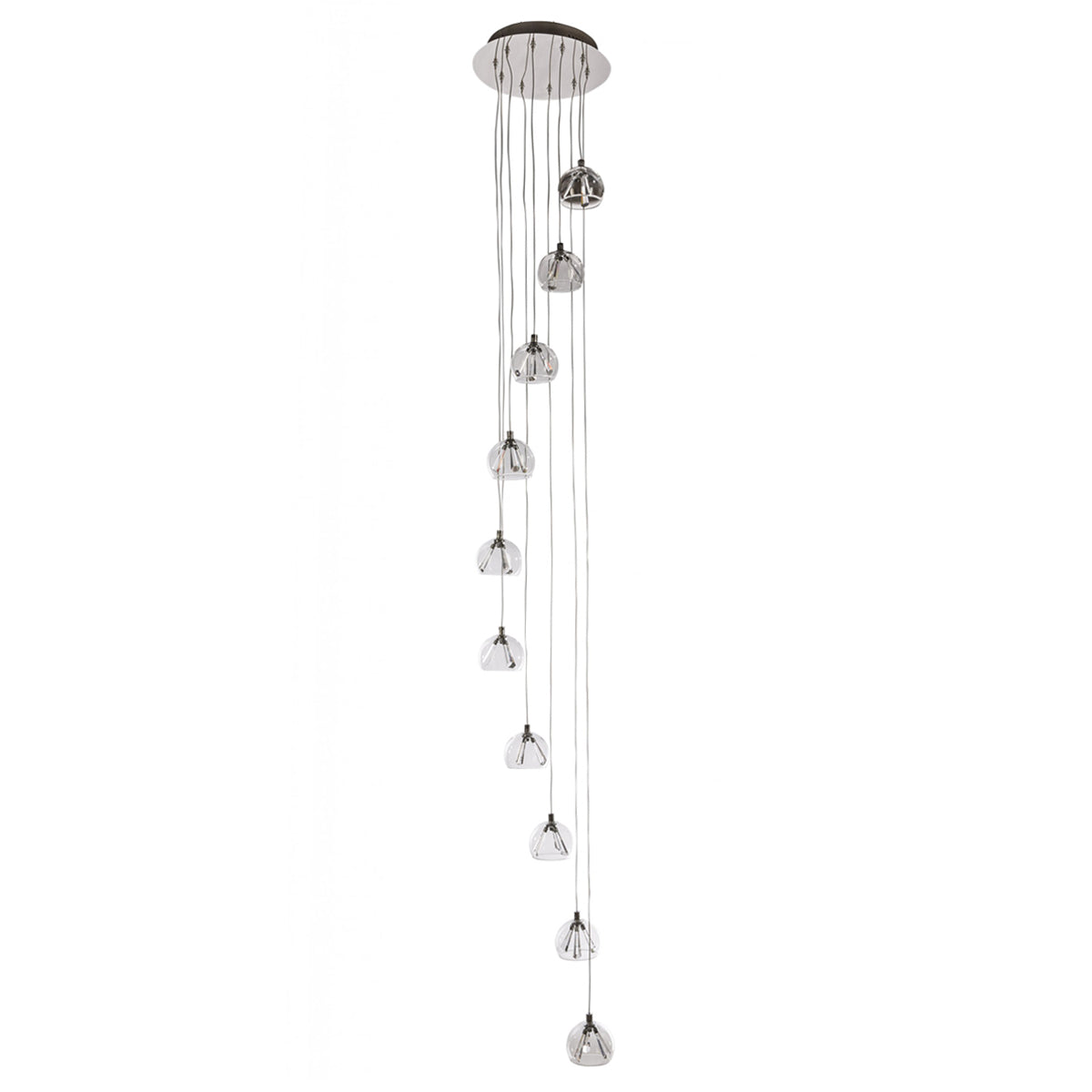 Champagne 10 Light Crystal & Clear Glass Pendant String Light