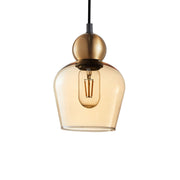 Champan Glass Ellipse 1 Light Pendant - Bronze / Amber