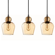 Champan Glass Ellipse 3 Light Bar Pendant - Bronze / Amber