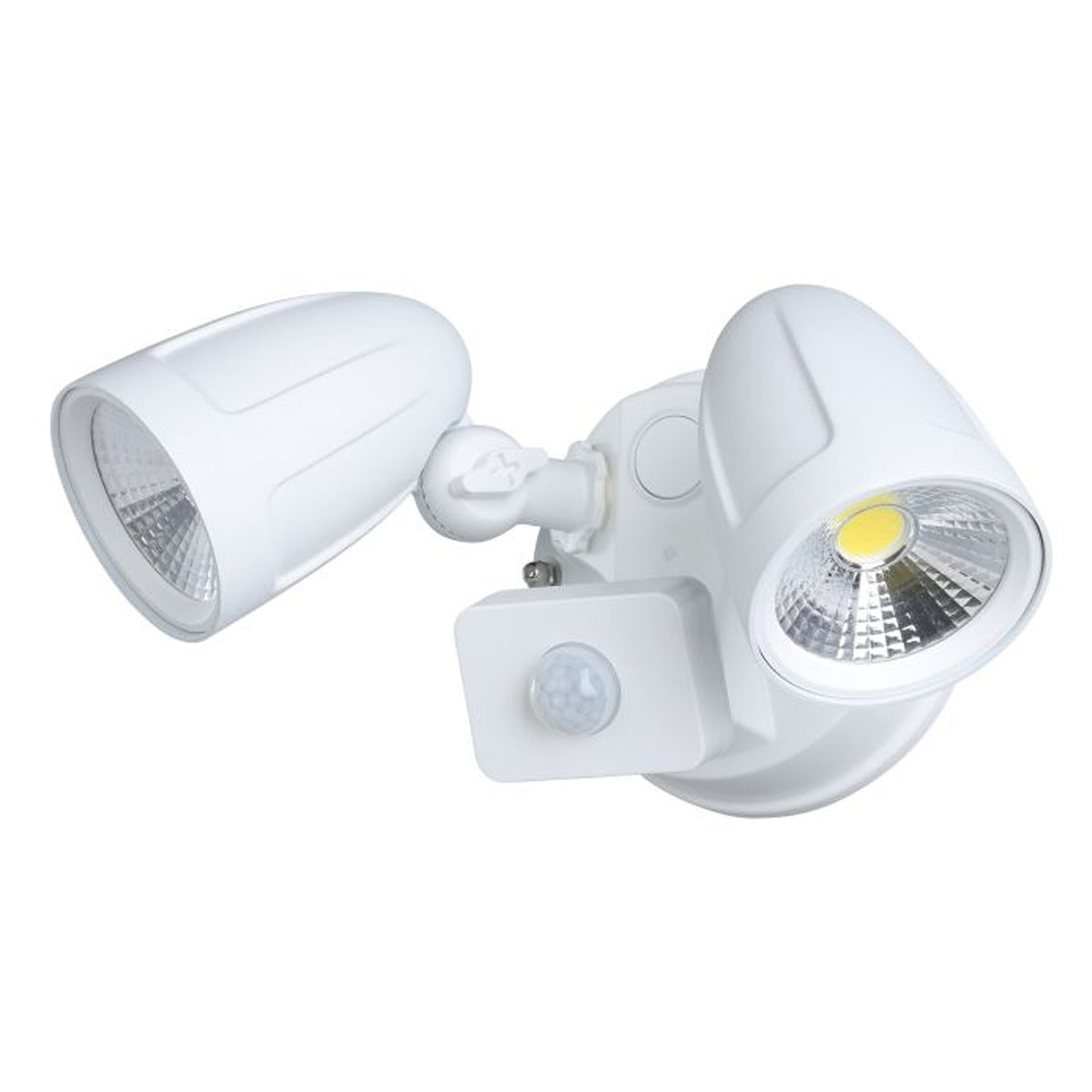 Chopper Twin Head White Outdoor Spotlight with Motion Sensor