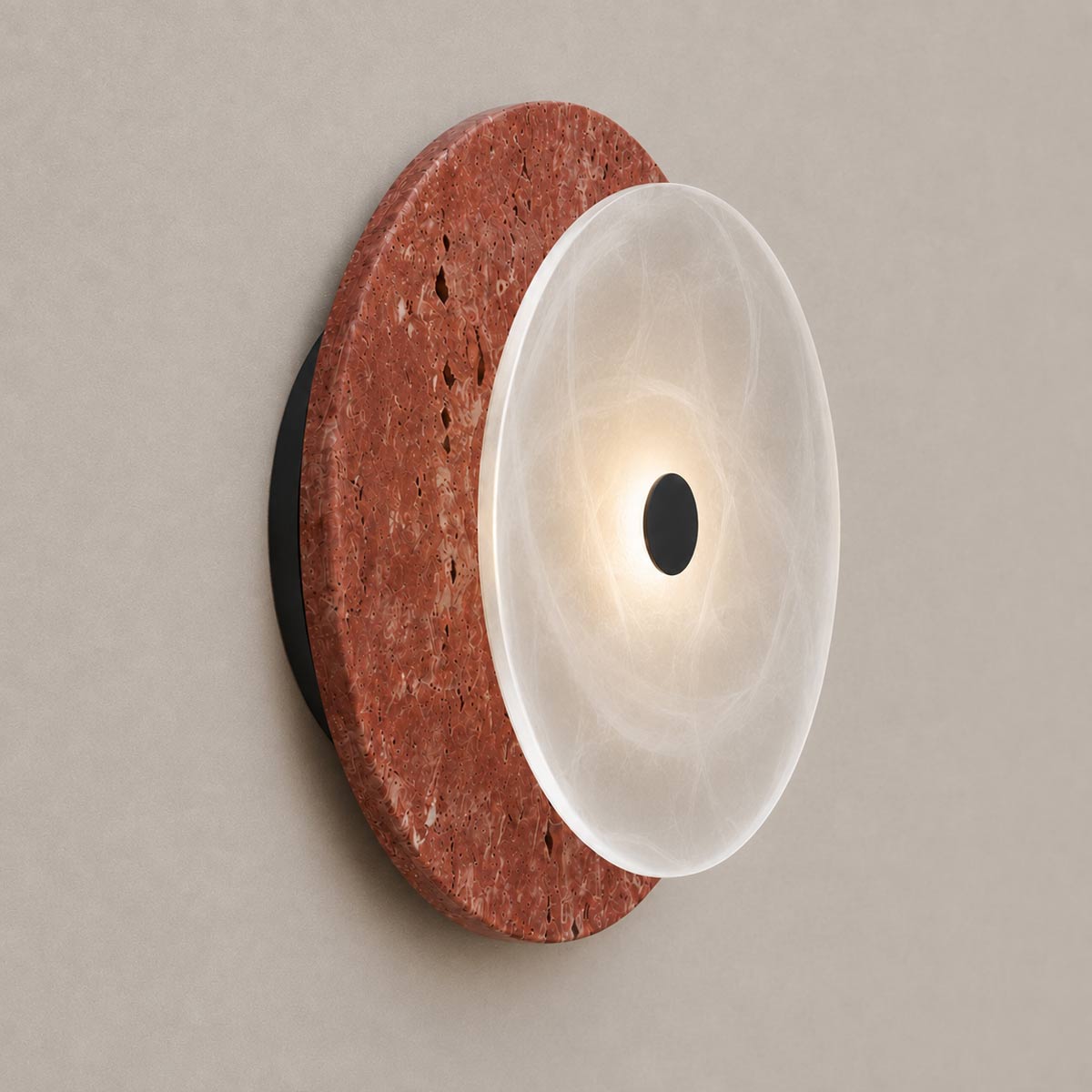 Cirkulos Marbello Halo Red Travertine LED Wall Light