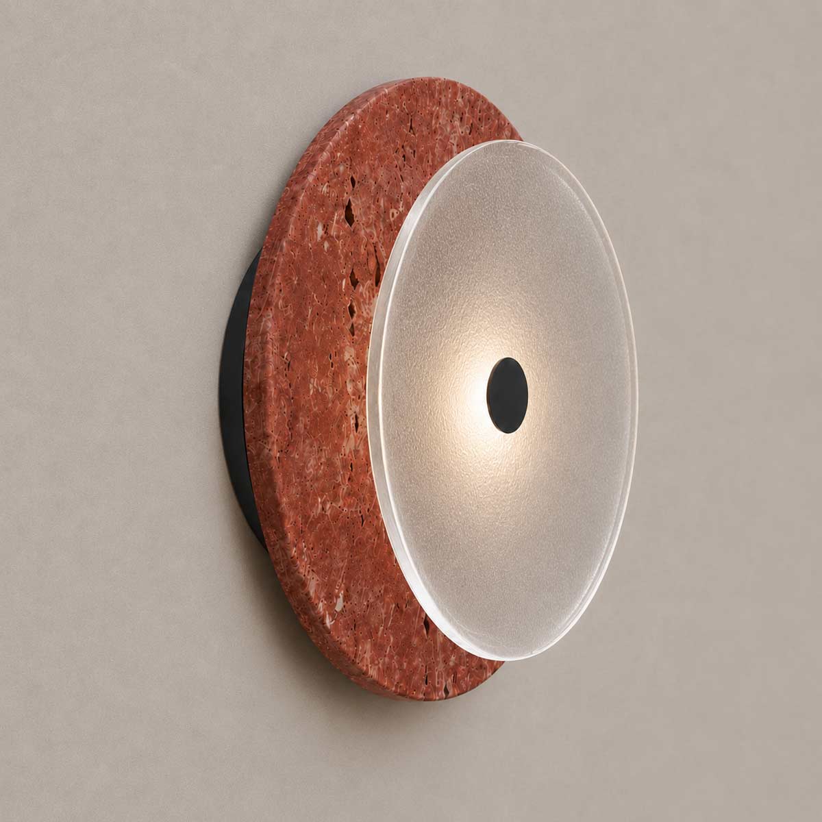 Cirkulos Marbello Halo Red Travertine LED Wall Light