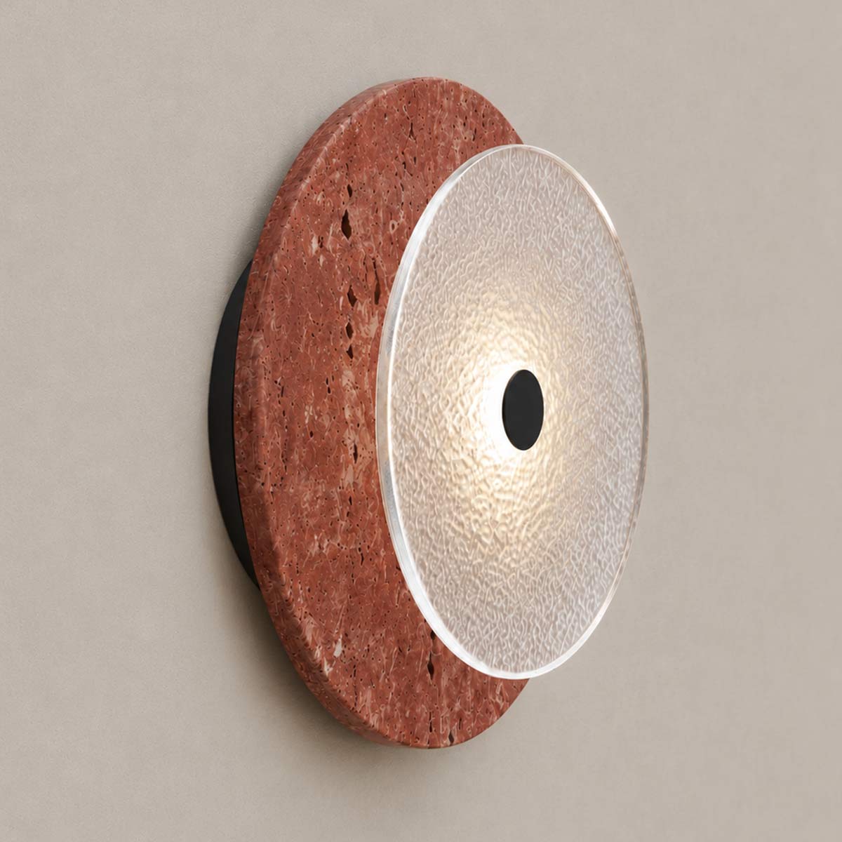 Cirkulos Marbello Halo Red Travertine LED Wall Light