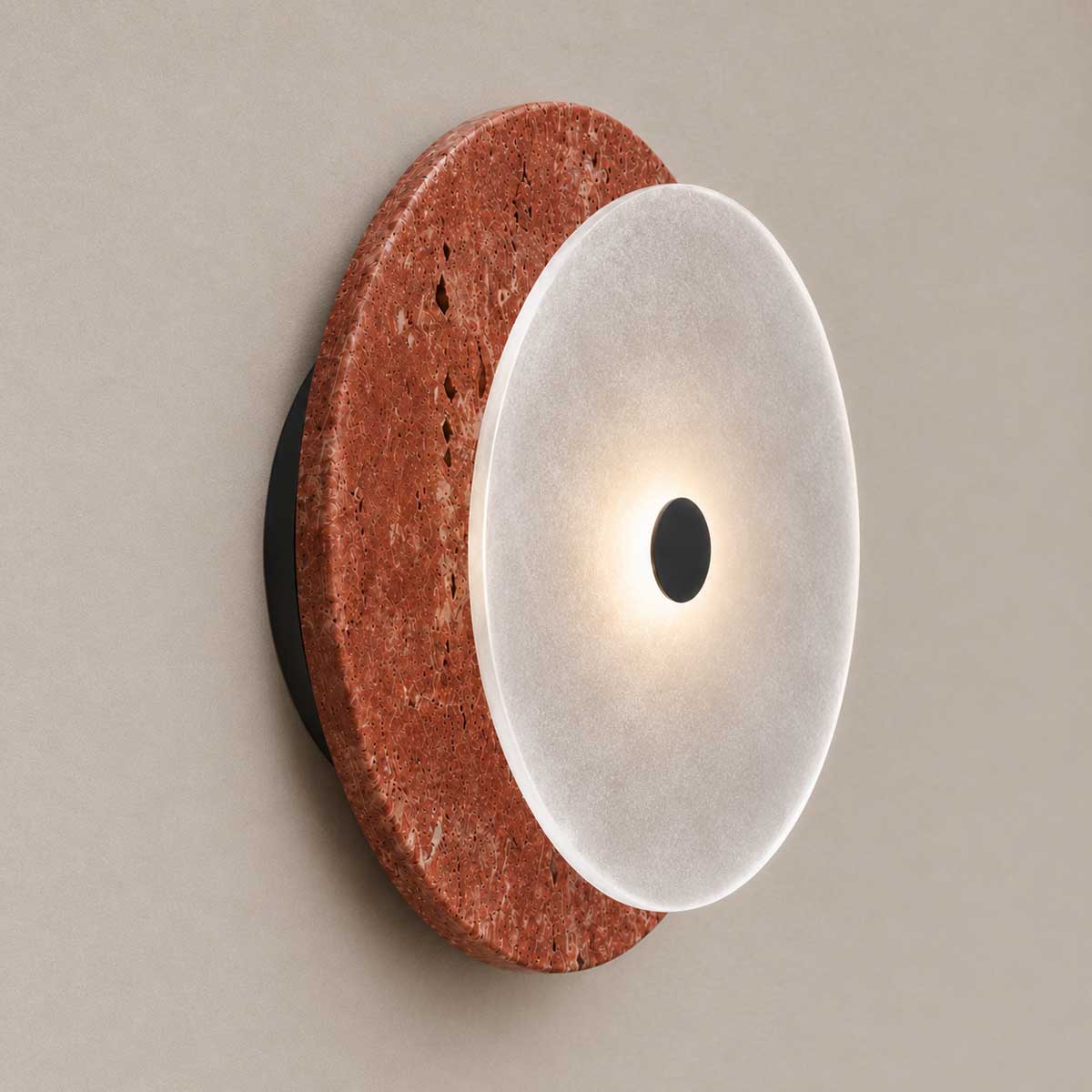 Cirkulos Marbello Halo Red Travertine LED Wall Light