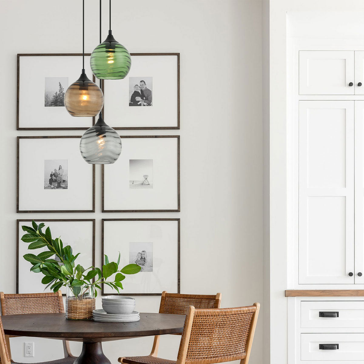 Marbre 1 Light Interior Wavy Wine Glass Pendant Light