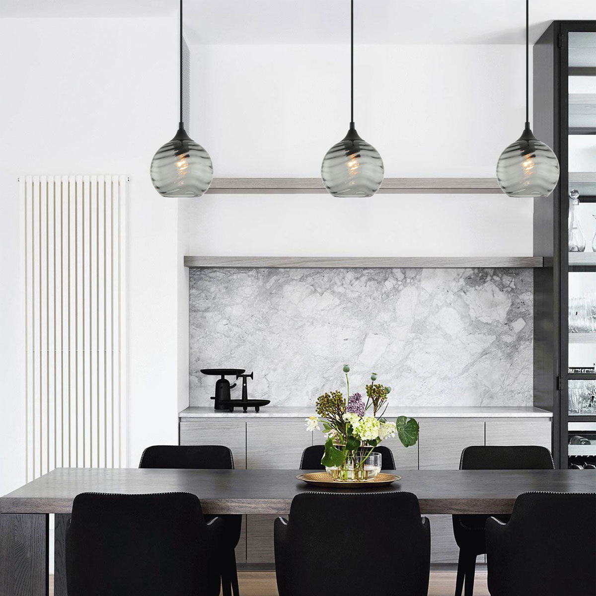 Marbre 1 Light Interior Wavy Wine Glass Pendant Light