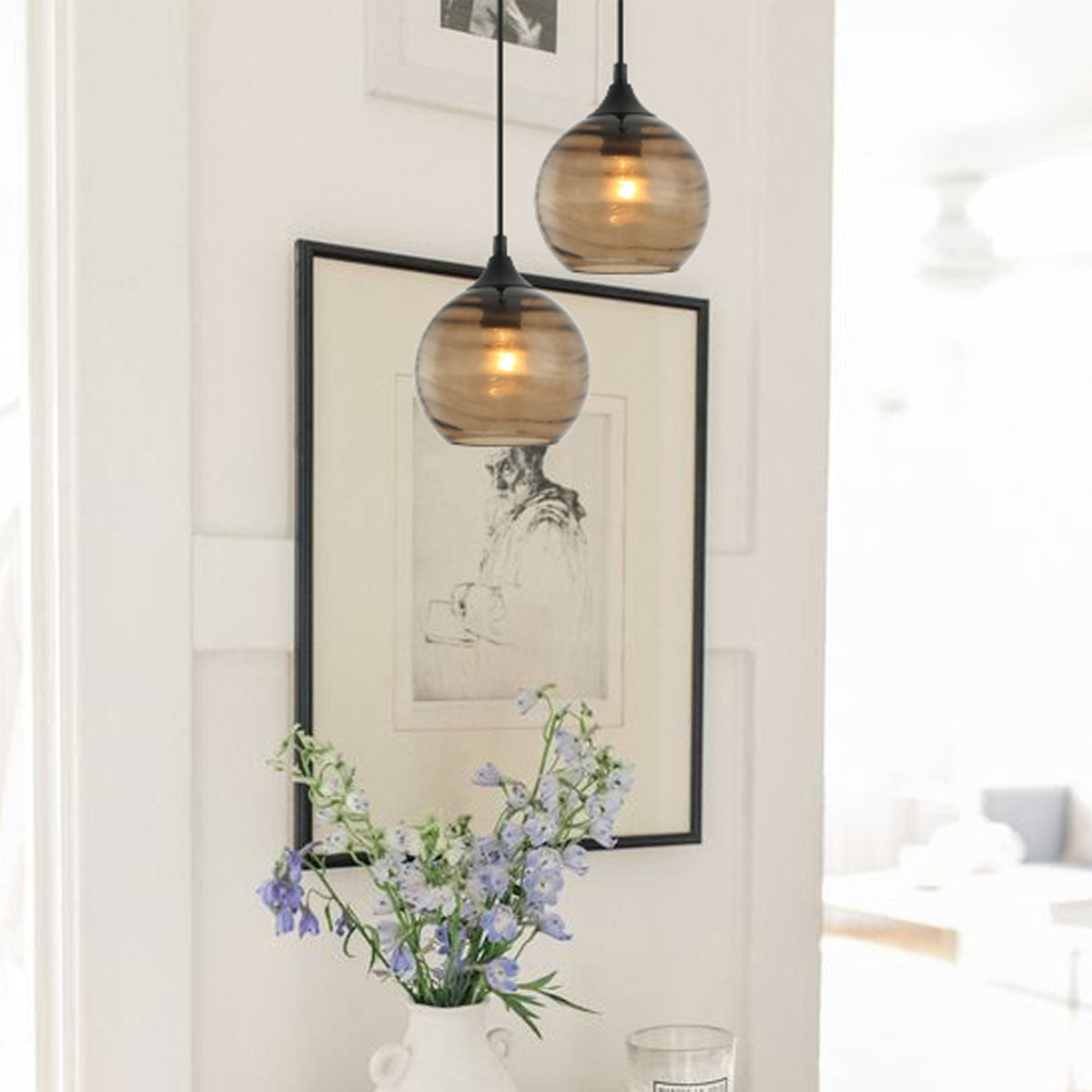 Marbre 1 Light Interior Wavy Wine Glass Pendant Light