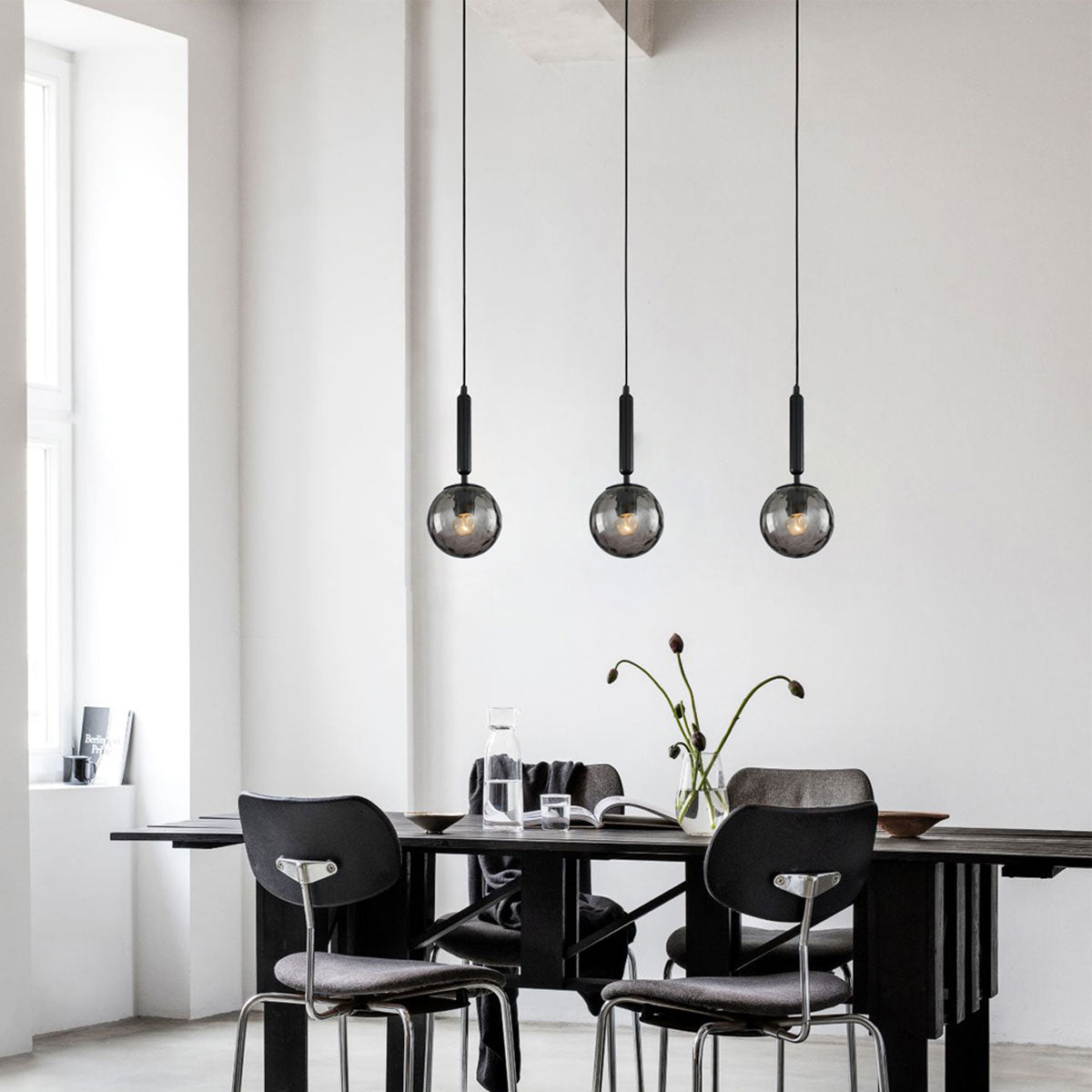 Trattino 3 Light Interior Spherical Crater Glass Shape  Bar Pendant Light