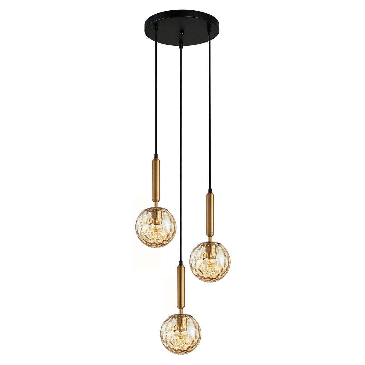 Trattino 3 Light Interior Spherical Crater Glass Shape Cluster Pendant Light