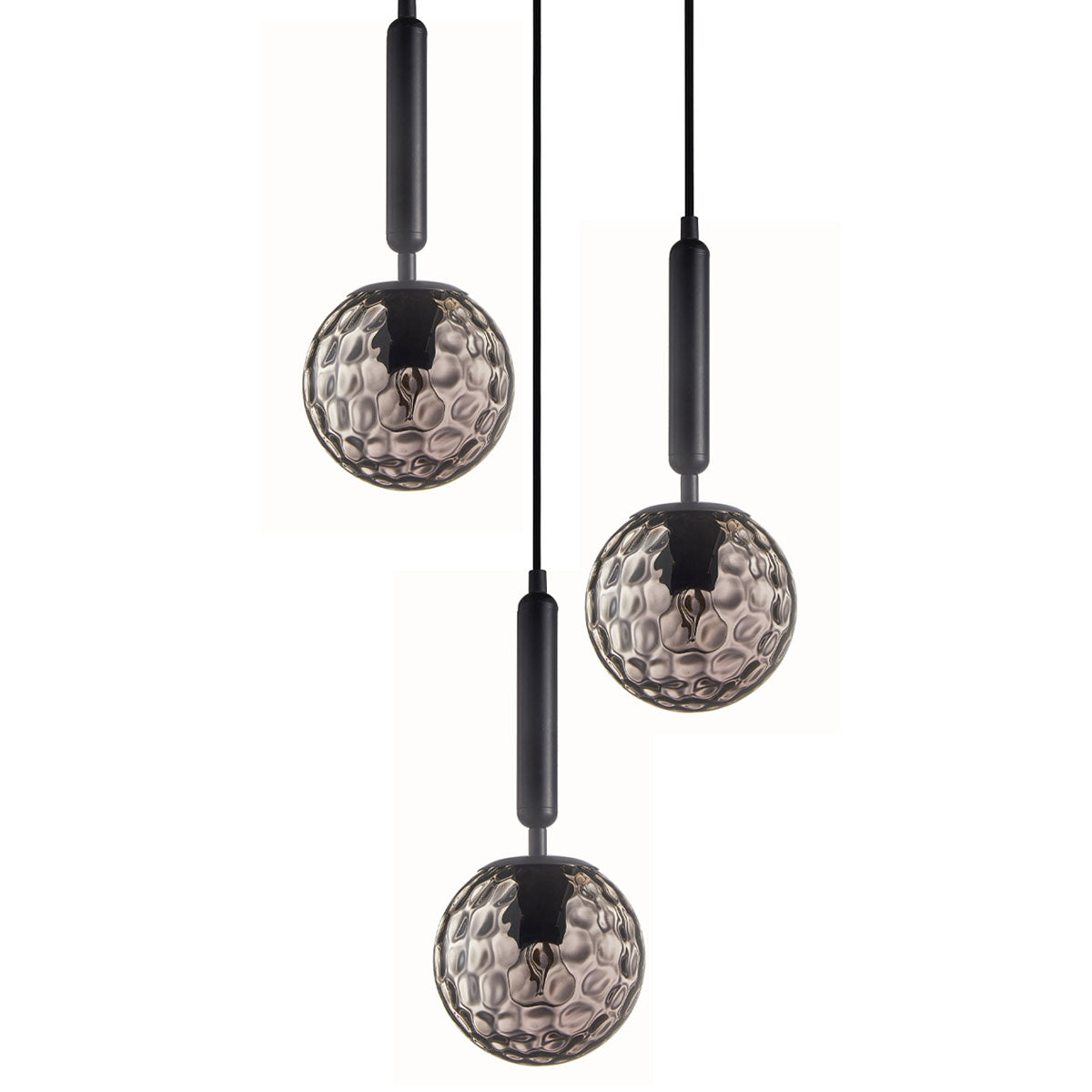 Trattino 3 Light Interior Spherical Crater Glass Shape Cluster Pendant Light