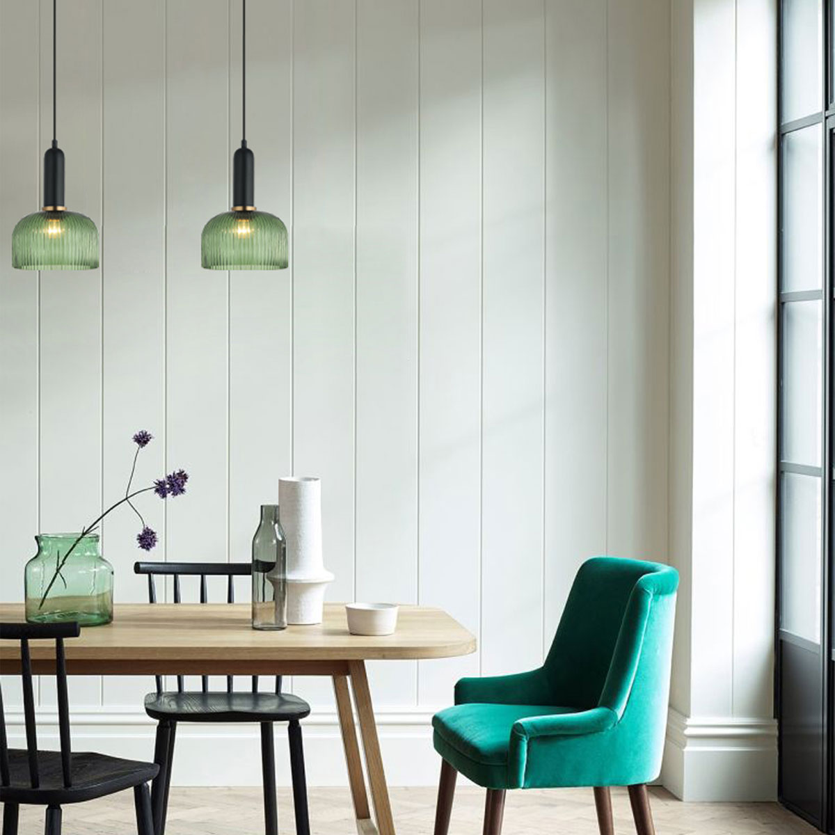 Vintaj 1 Light Interior Dome Ribbed Glass Pendant Light