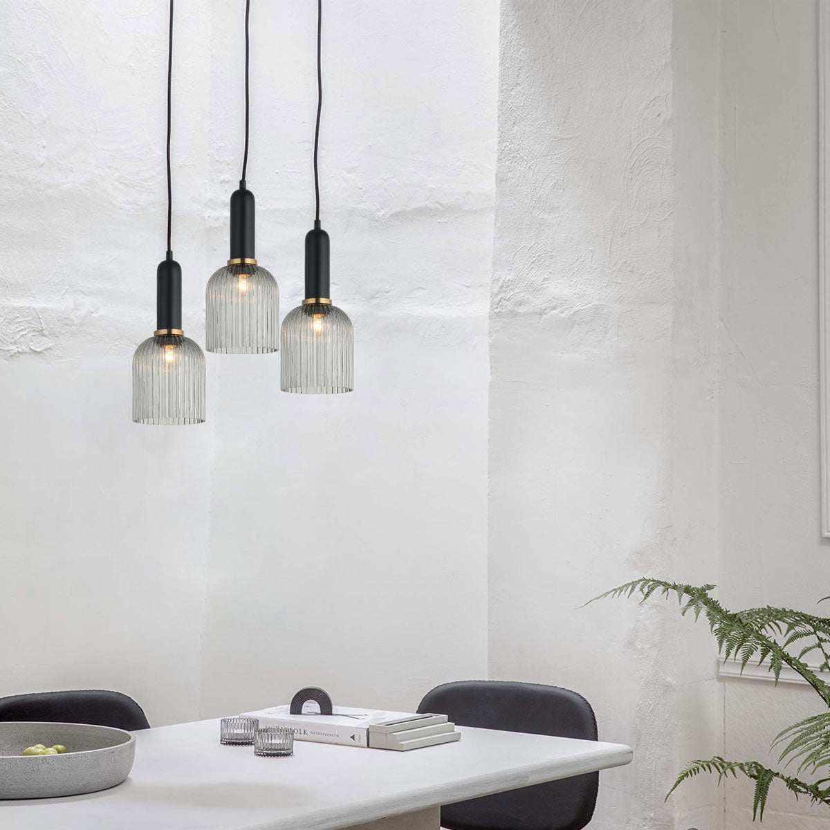 Vintaj 1 Light Interior Ellipse Ribbed Glass Pendant Light