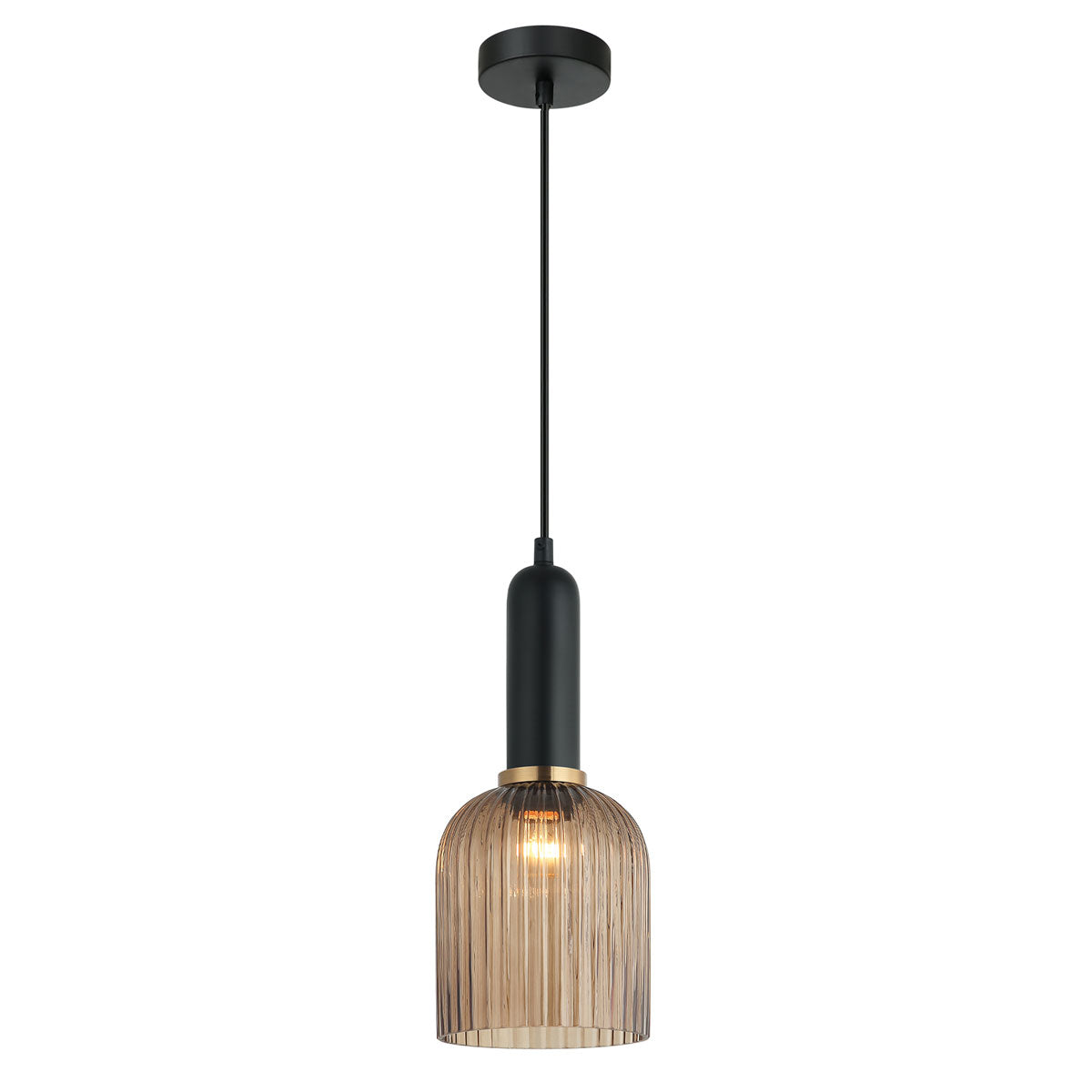 Vintaj 1 Light Interior Ellipse Ribbed Glass Pendant Light