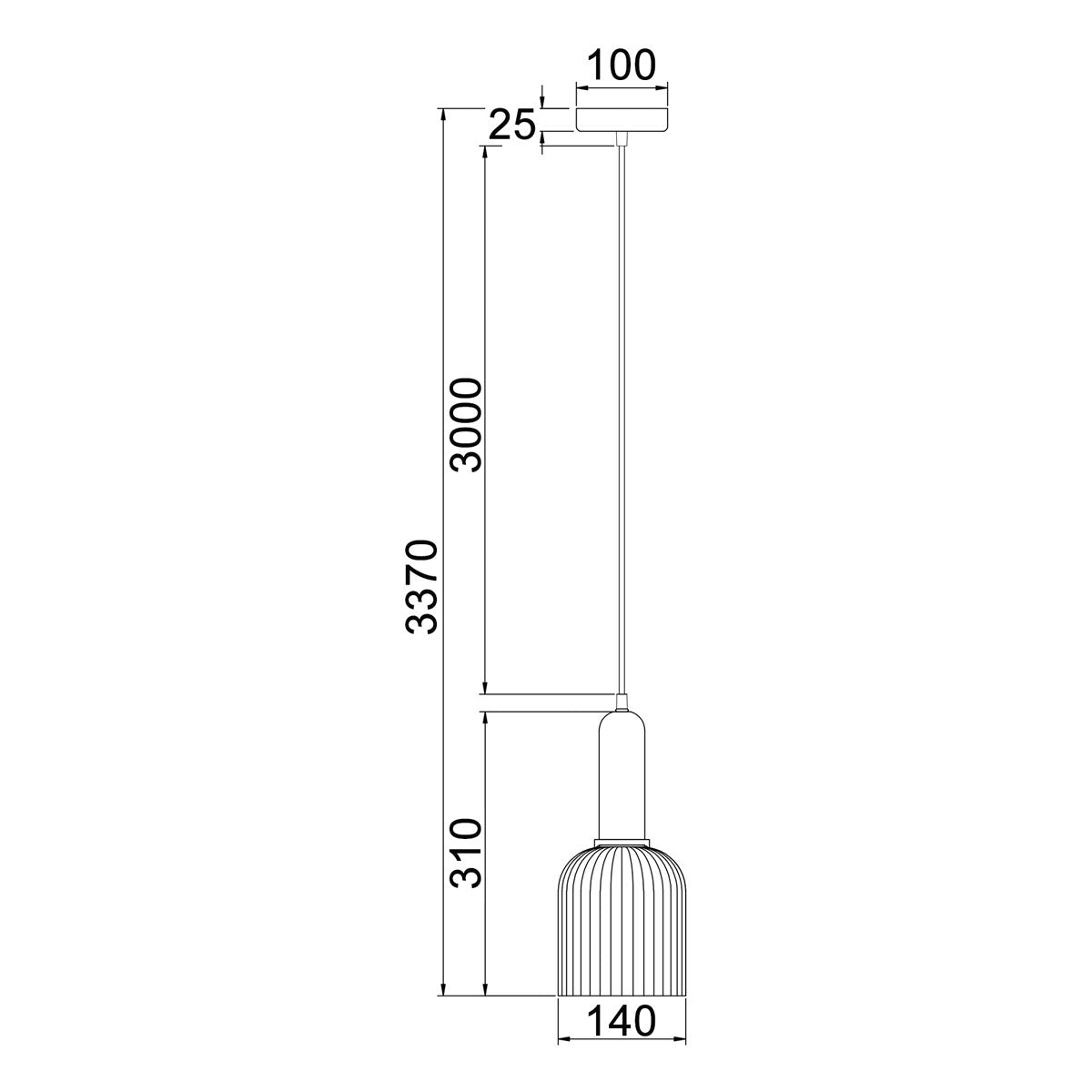 Vintaj 1 Light Interior Ellipse Ribbed Glass Pendant Light