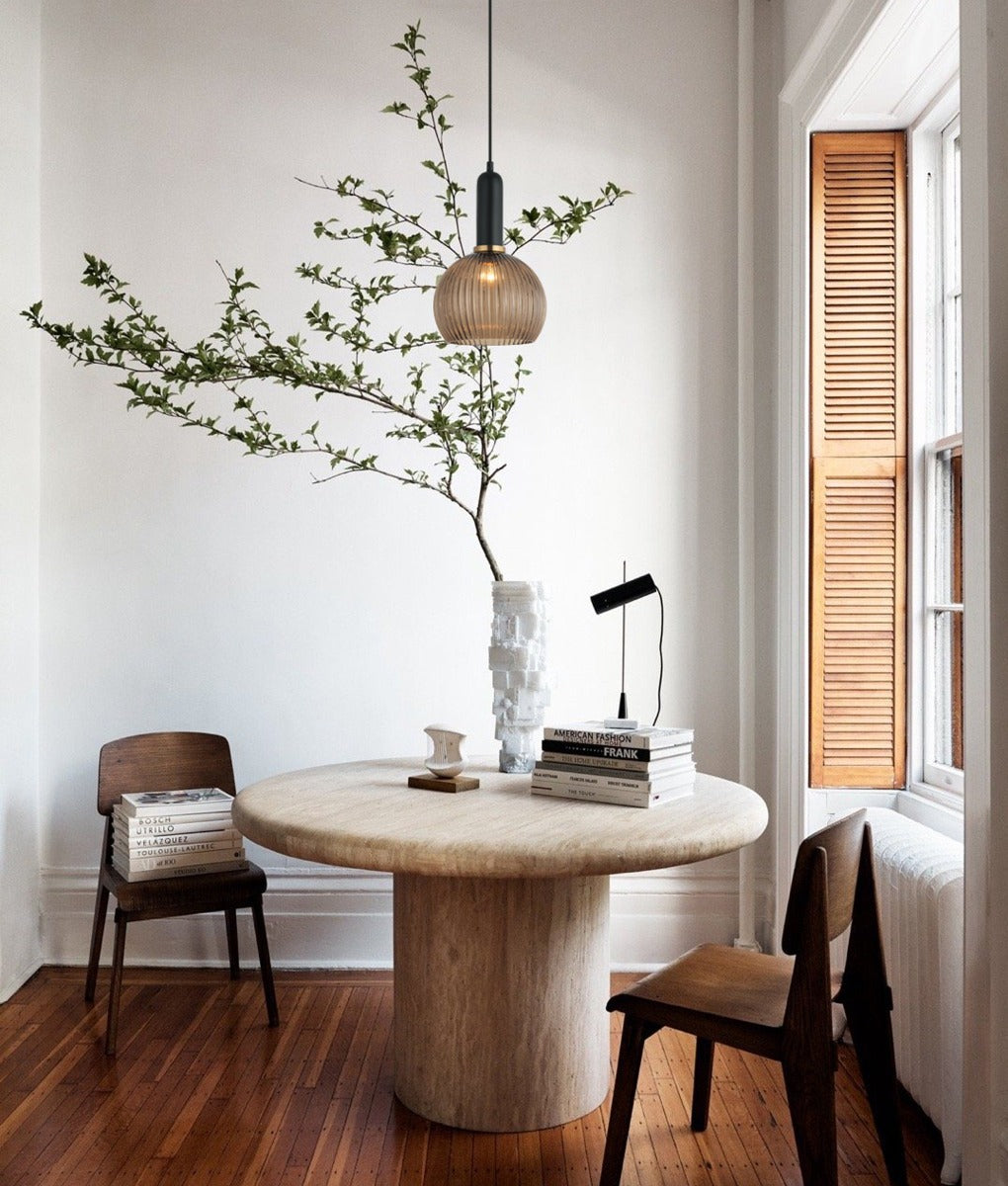 Vintaj 1 Light Interior Wine Glass Ribbed Glass Pendant Light