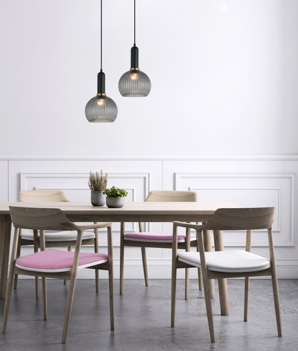 Vintaj 1 Light Interior Wine Glass Ribbed Glass Pendant Light