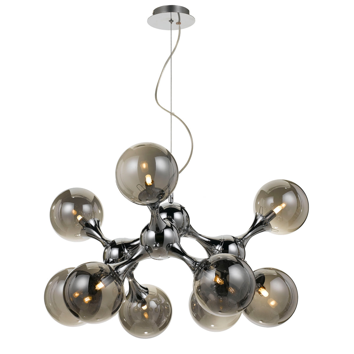 Cosmic 80cm Pendant Light with Chrome and Smoked Glass