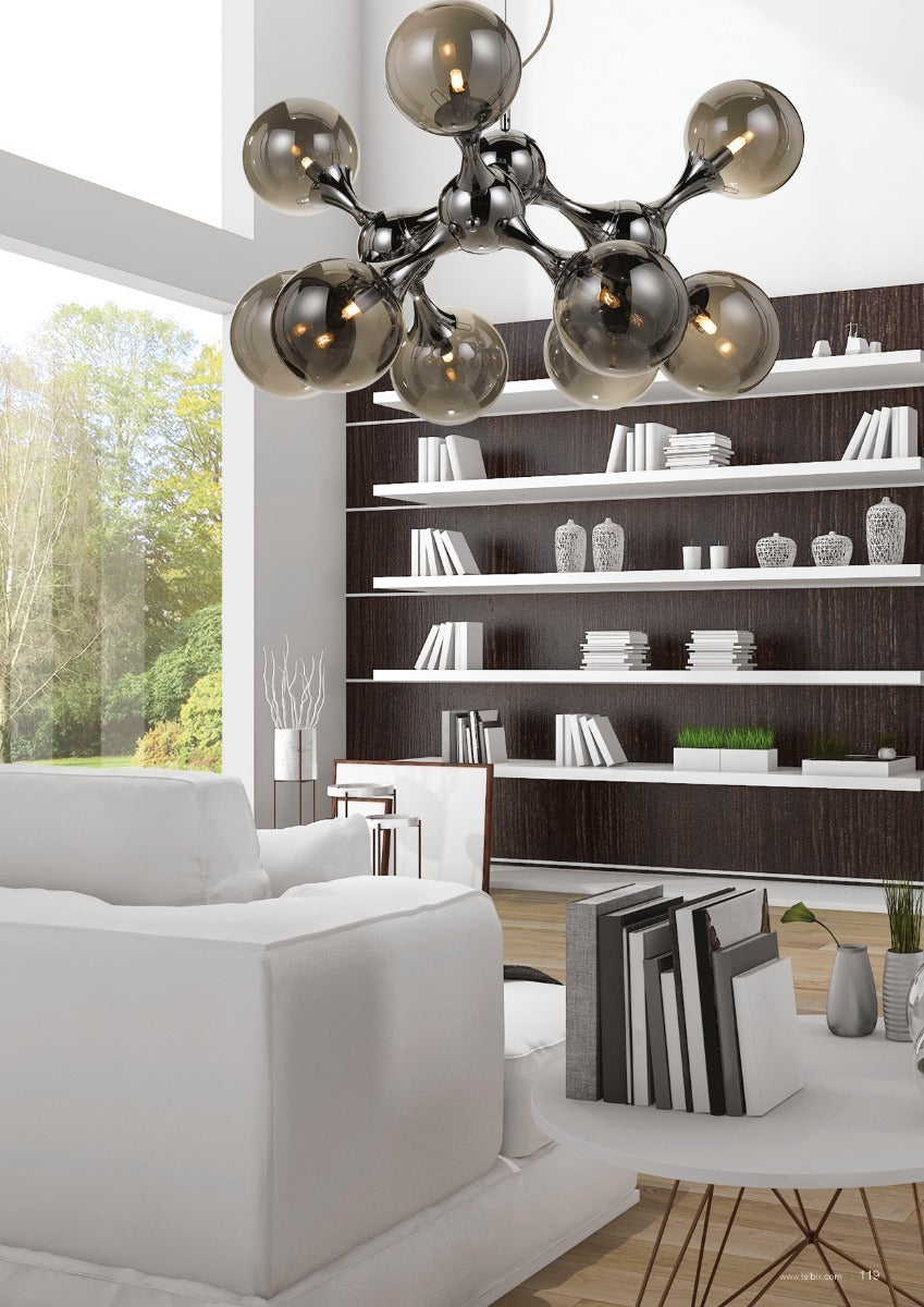 Cosmic 80cm Pendant Light with Chrome and Smoked Glass