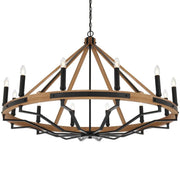 Darien 12 Light Pendant Light with Ash Wood and Iron Frame