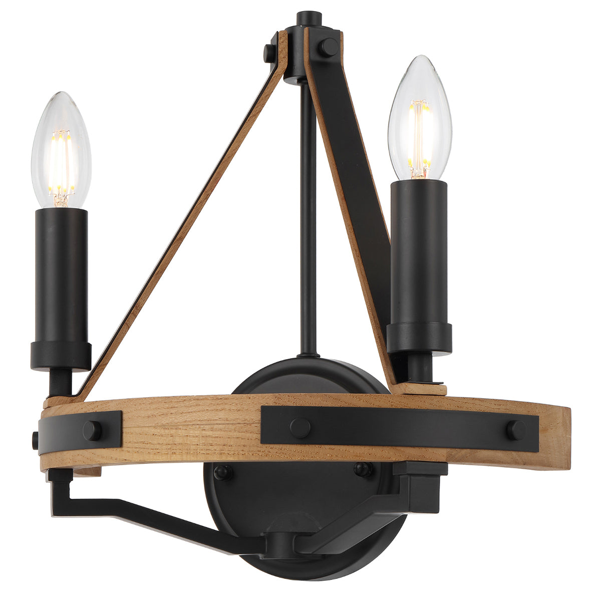 Darien 2 Light Wall Lamp with Ashwood and Iron Frame