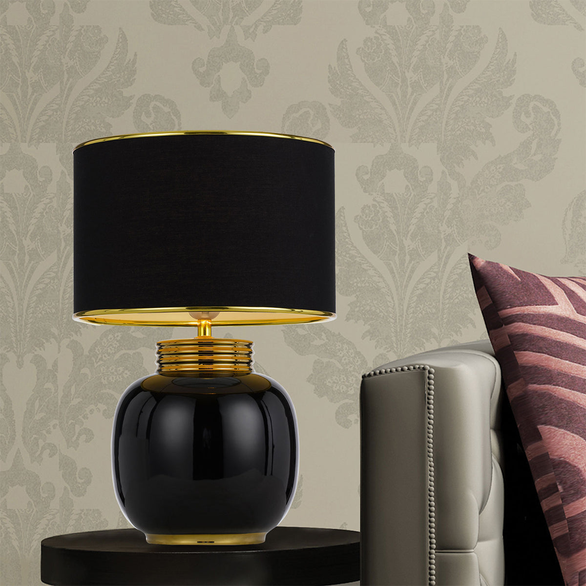 Davila Ceramic Table Lamp with Gold Trim