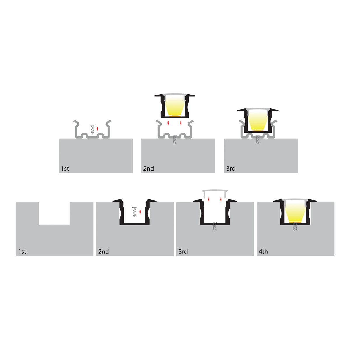 Deep Winged Surface Mounted Profile for LED Strip - 25x16mm Aluminium