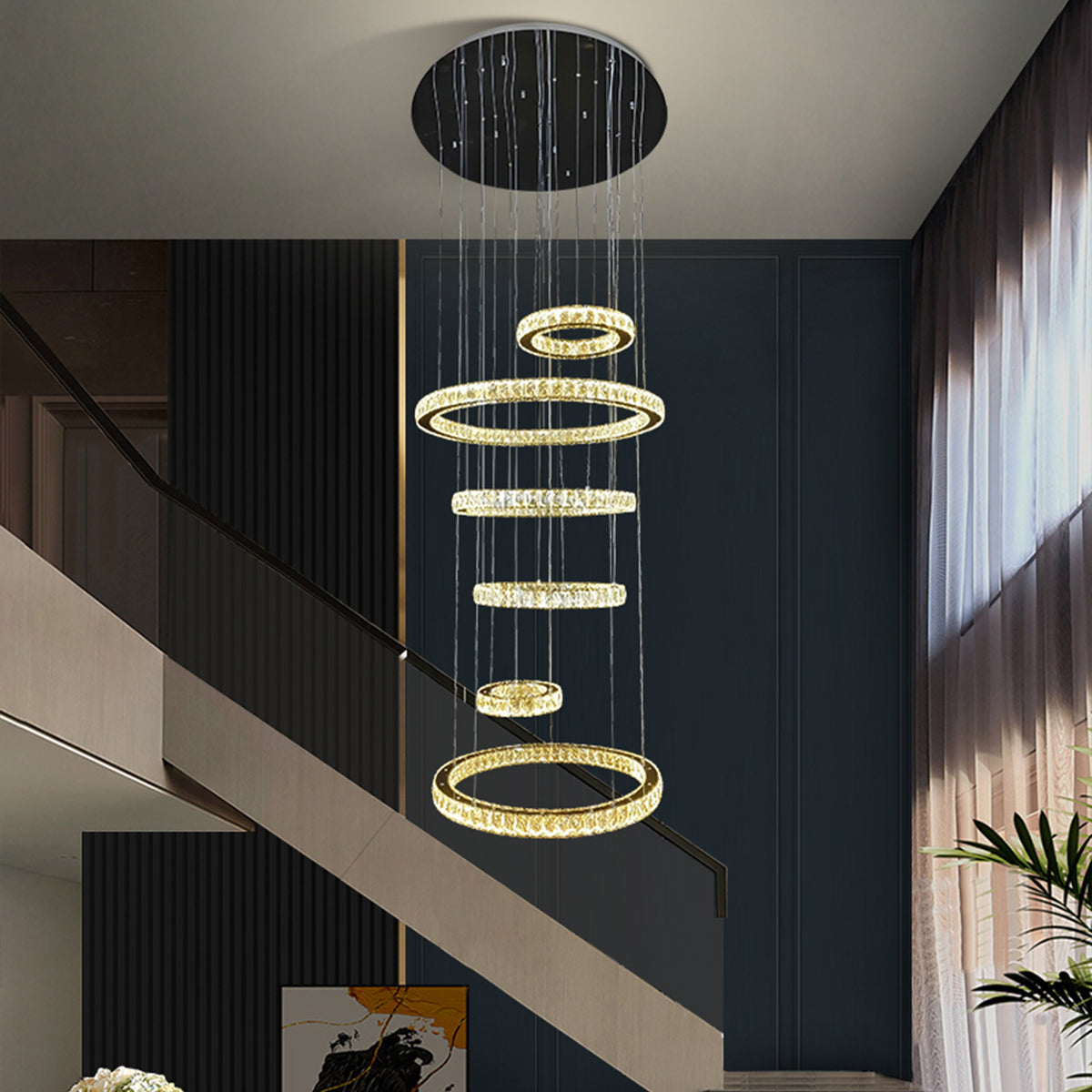 Delessi Rozanno 6 Ring Pendant - Chrome - Tri-Colour