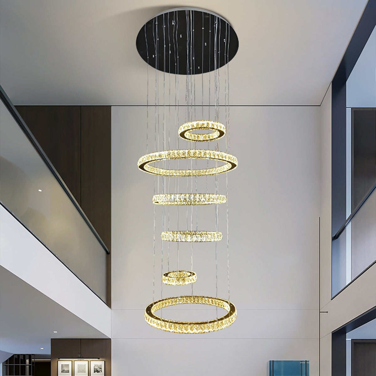 Delessi Rozanno 6 Ring Pendant - Chrome - Tri-Colour