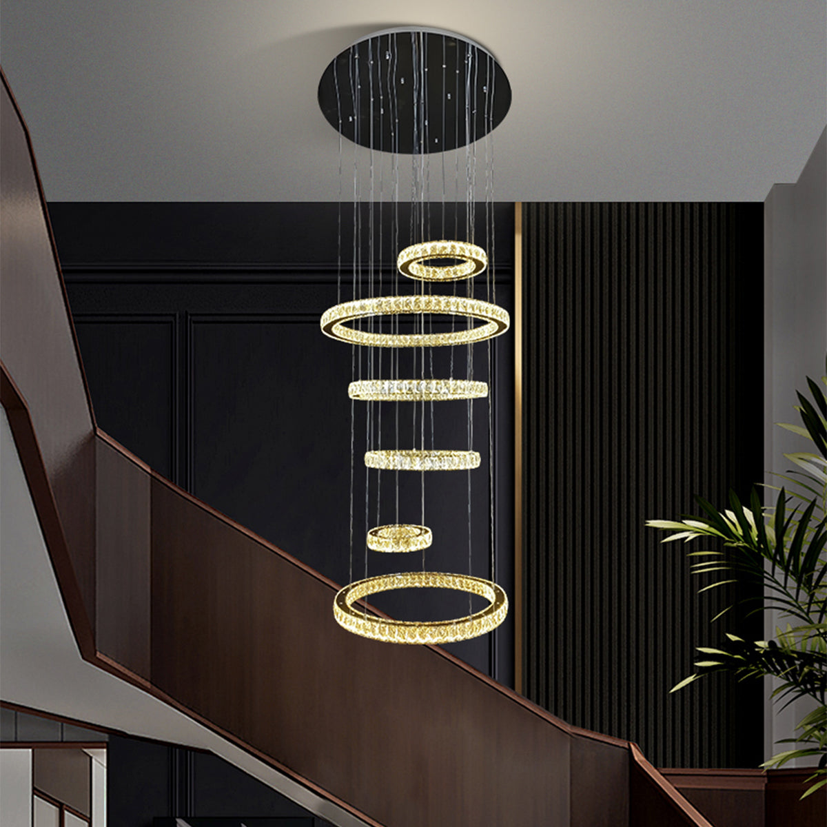 Delessi Rozanno 6 Ring Pendant - Chrome - Tri-Colour