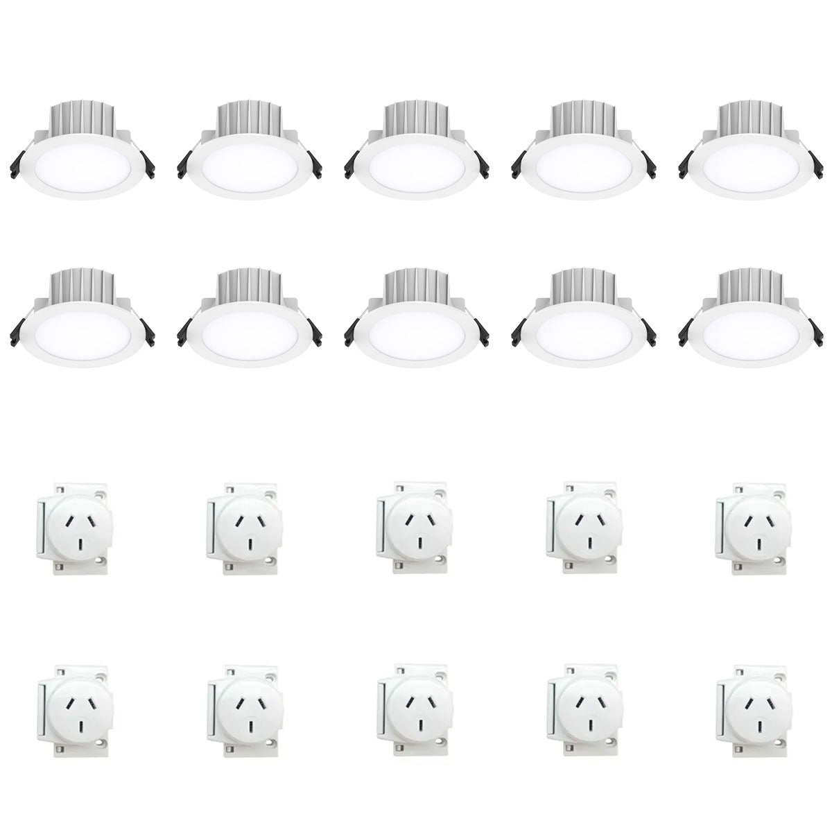 Destro II 10 Pack 8W LED Flush Frame Recessed Downlights with Quick Connect Sockets