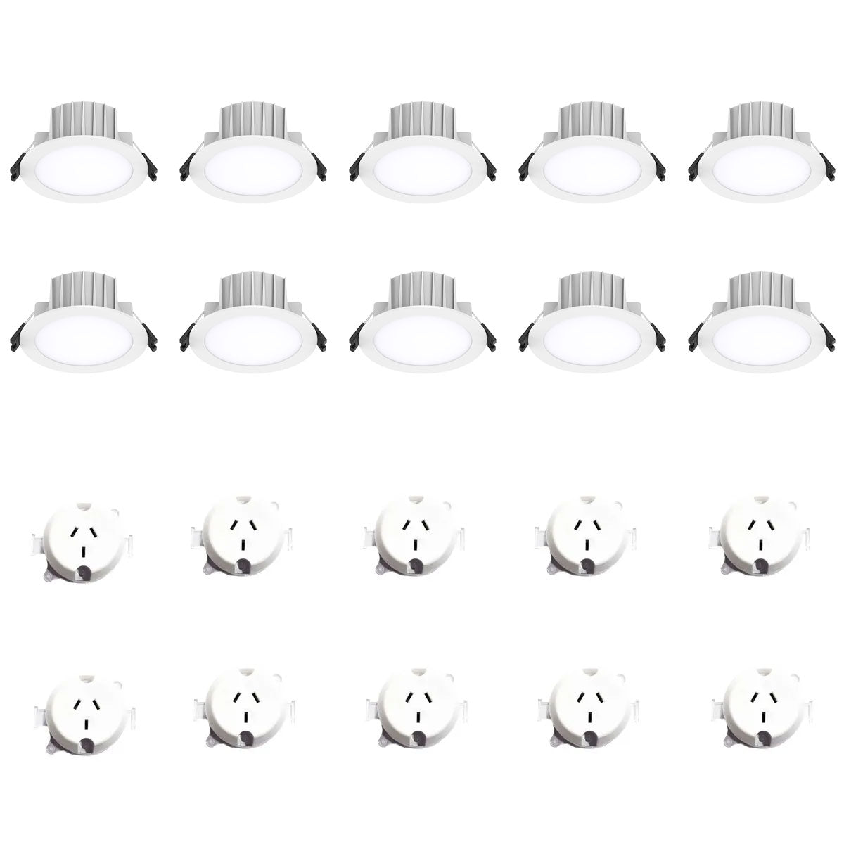Destro II 10 Pack 8W LED Flush Frame Recessed Downlights with Standard Sockets