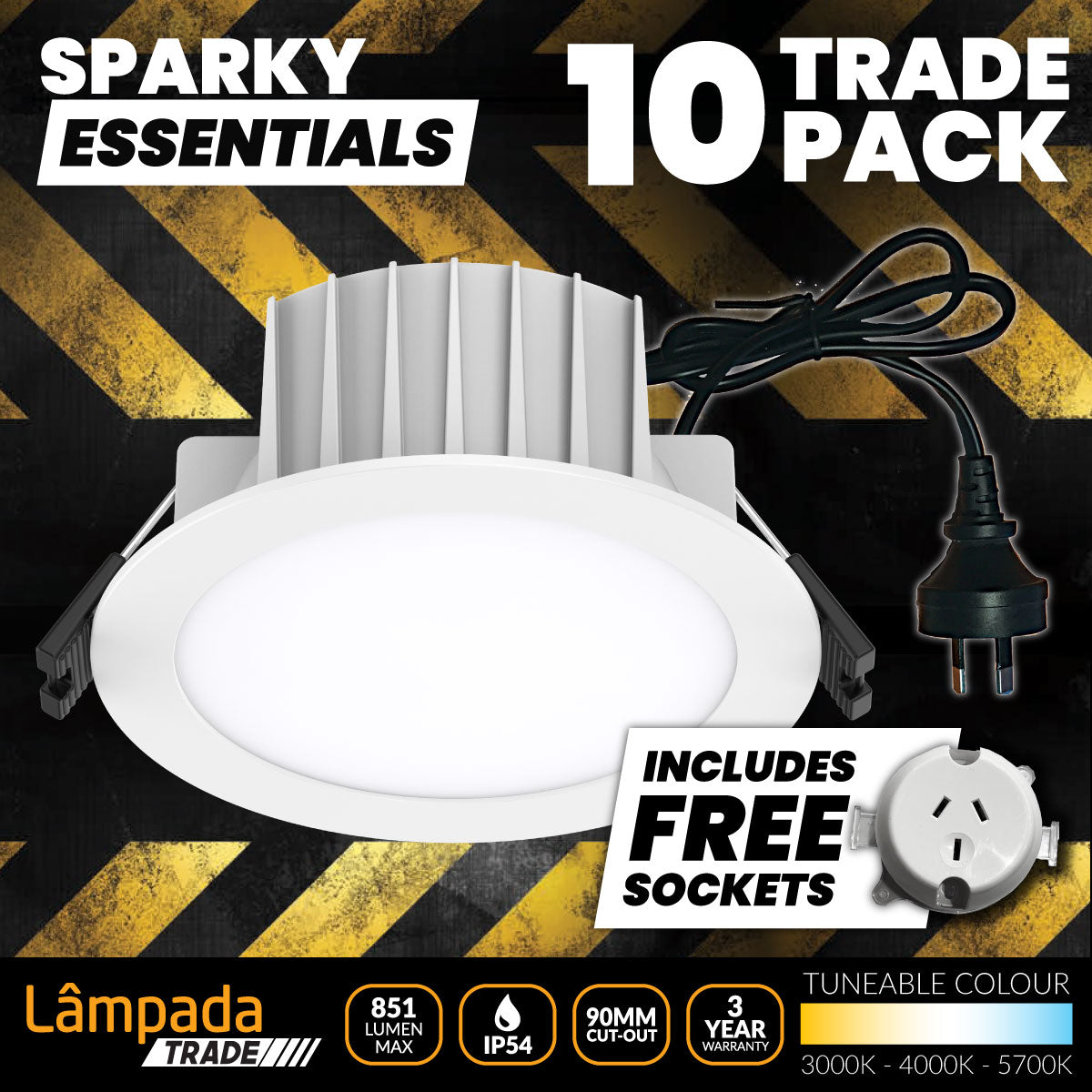 Destro II 10 Pack 8W LED Flush Frame Recessed Downlights with Standard Sockets