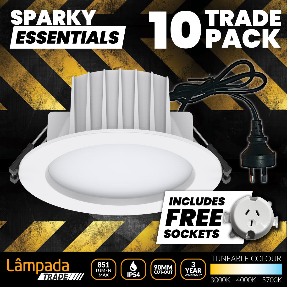 Destro II 10 Pack 8W LED Recessed Frame Downlights with Standard Sockets