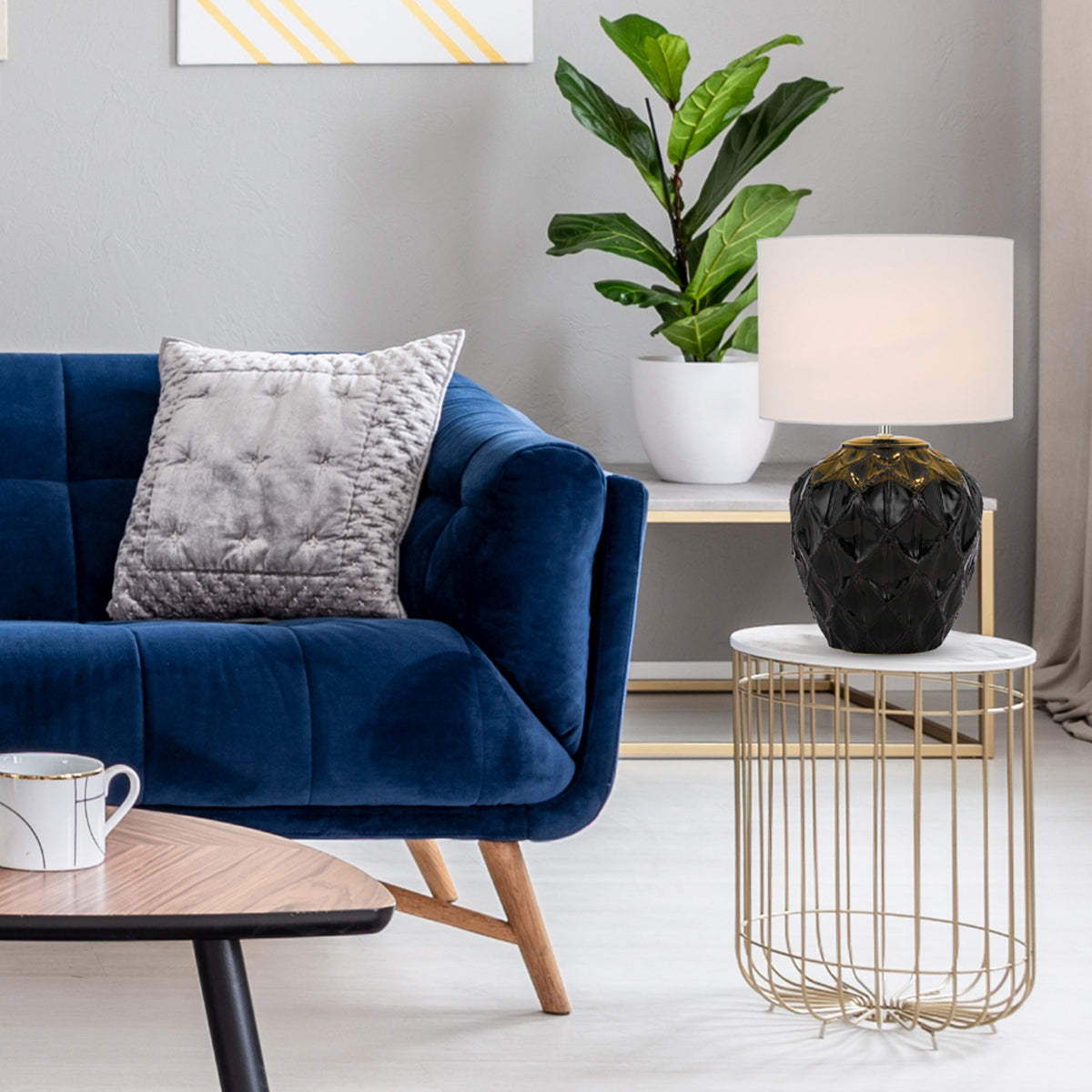 Diaz Table Lamp with Unique Ceramic Base