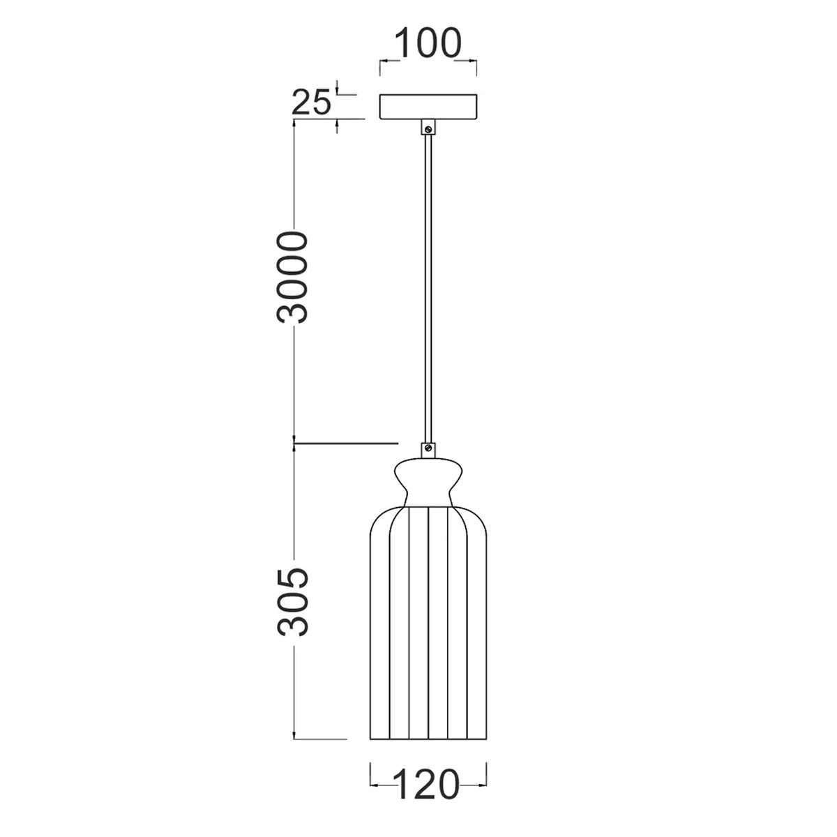 Sino Ellipse Ribbed Glass Pendant Light