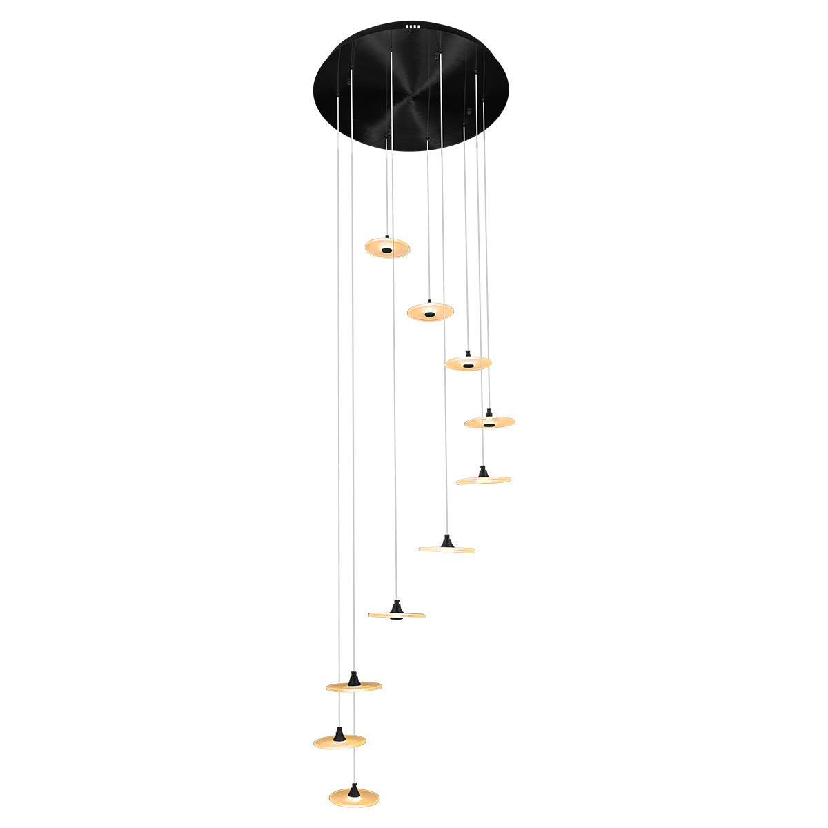 Diskos Hanging Disc LED Dropper Pendant Light with Hand Blown Glass