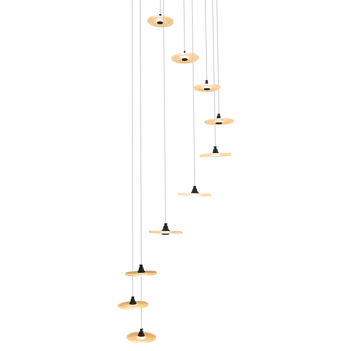 Diskos Hanging Disc LED Dropper Pendant Light with Hand Blown Glass