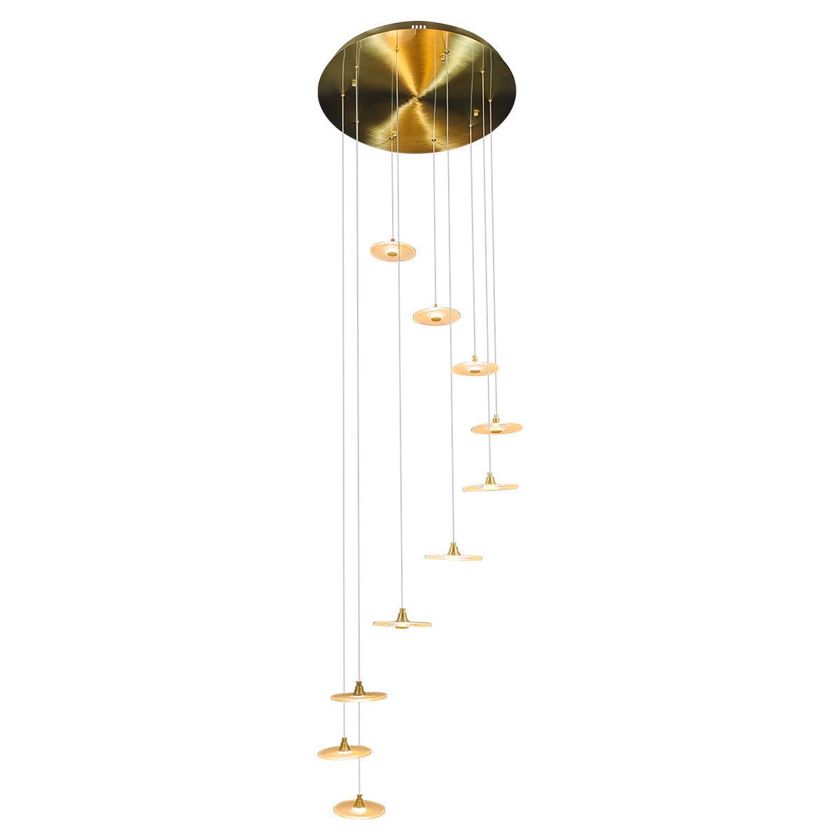 Diskos Hanging Disc LED Dropper Pendant Light with Hand Blown Glass