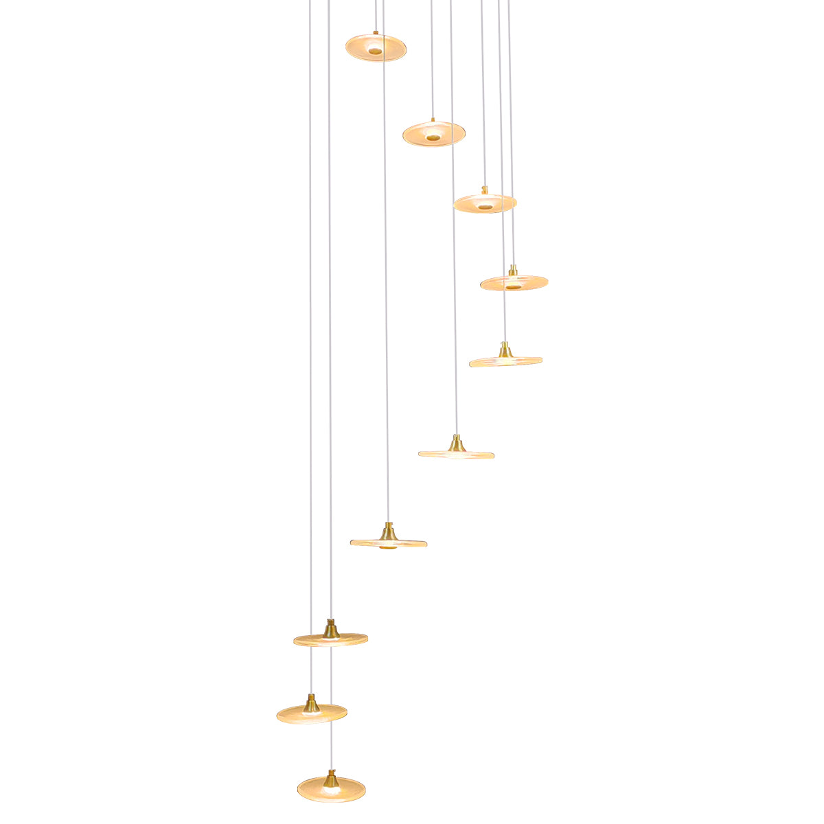 Diskos Hanging Disc LED Dropper Pendant Light with Hand Blown Glass