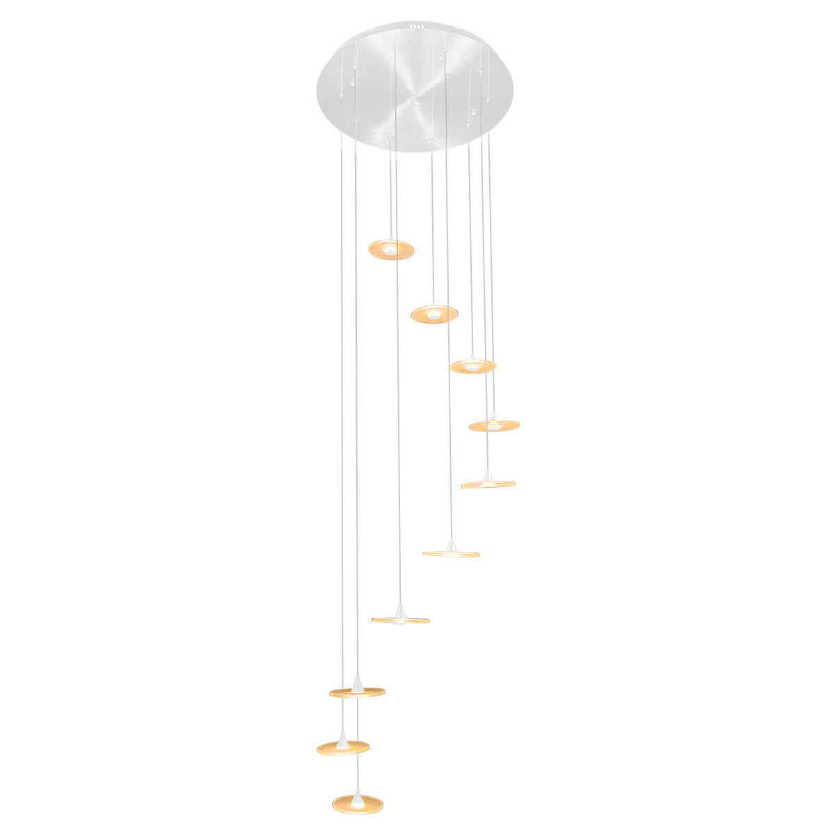 Diskos Hanging Disc LED Dropper Pendant Light with Hand Blown Glass