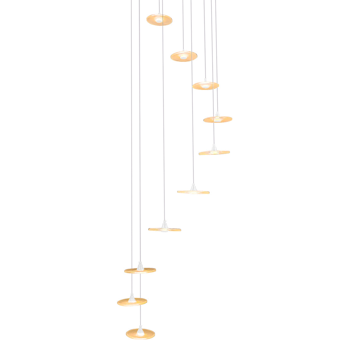 Diskos Hanging Disc LED Dropper Pendant Light with Hand Blown Glass