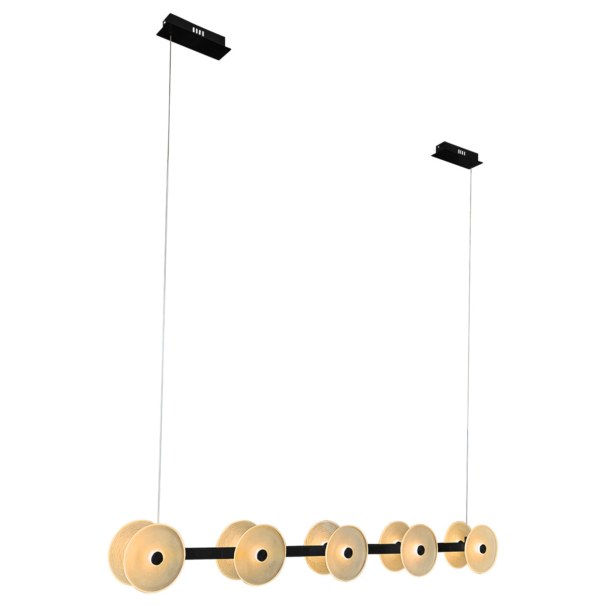 Diskos 10 Light LED Bar Pendant Light with Hand Blown Glass