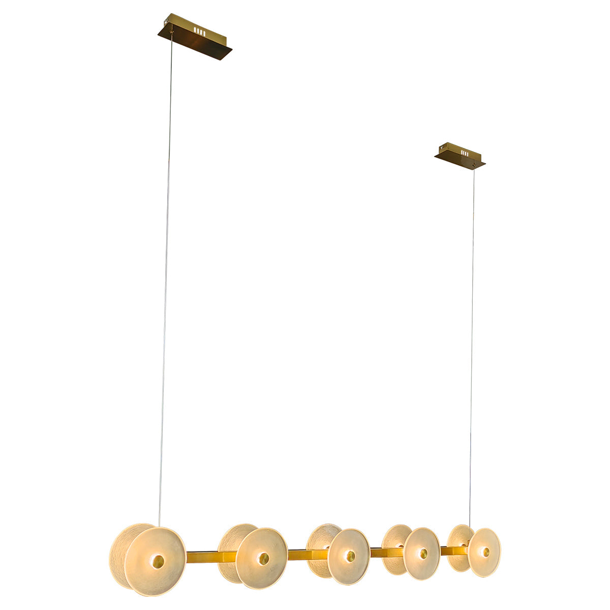 Diskos 10 Light LED Bar Pendant Light with Hand Blown Glass